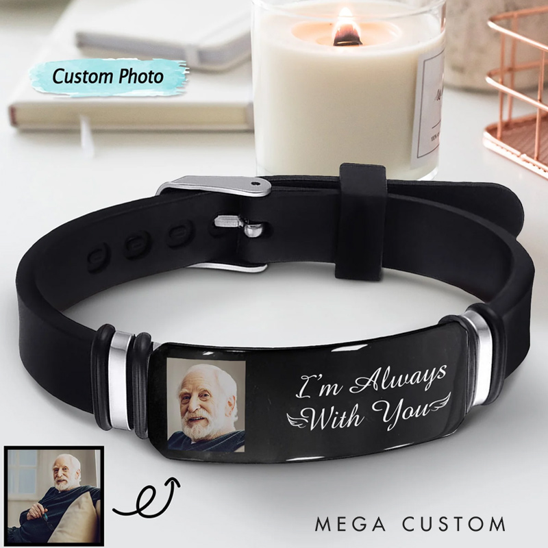 Personalized Photo Bracelet I'm Always With You Memorial Keepsake Custom Photo Bracelet Sympathy Gift