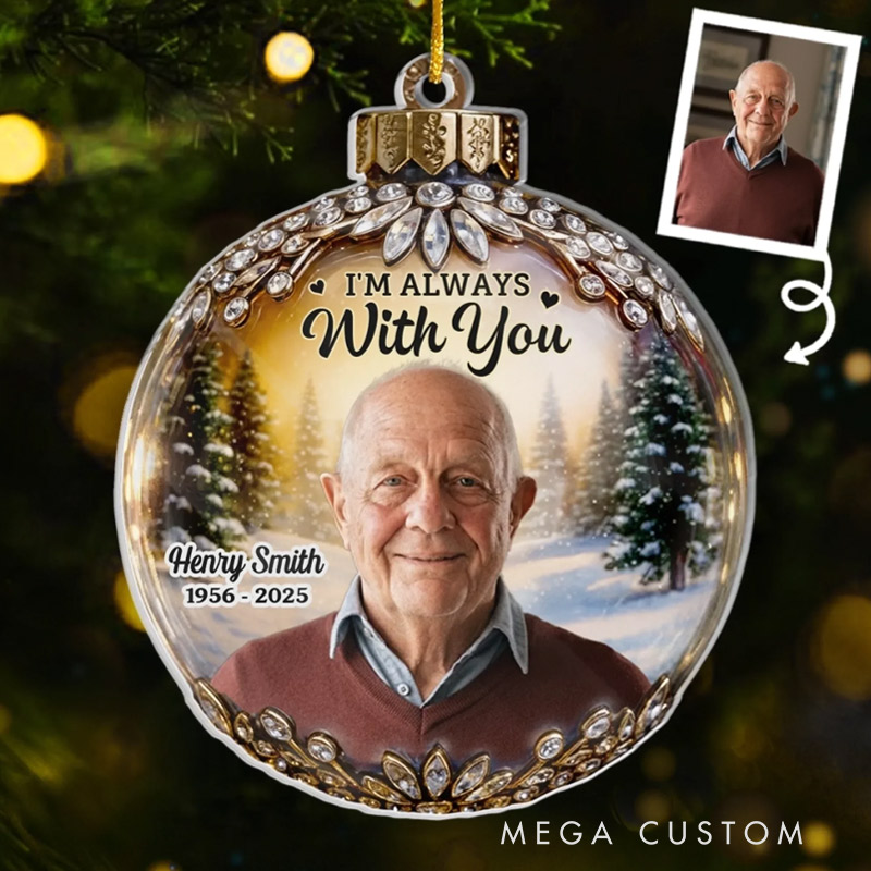 Personalized Photo Acrylic Ornament Christmas Memorial Sympathy Gifts for Loss of Loved One In Every Sunset I Feel You