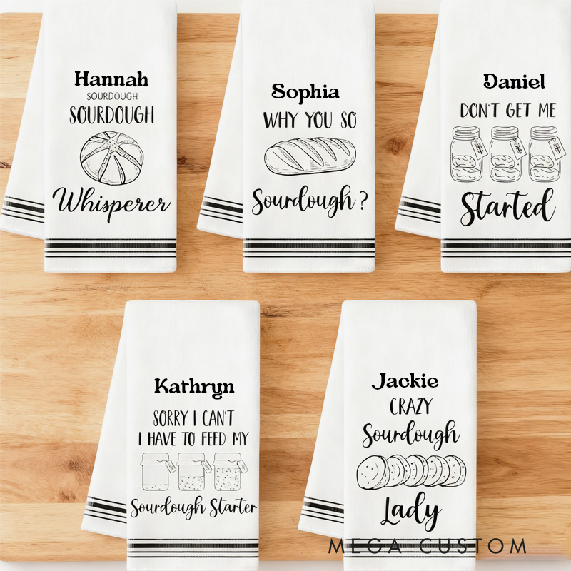 Personalized 5Pcs Kitchen Kitchen Towel Bakers Dish Towel with Name Absorbent Utensils Themed Cleaning Dishcloth for Baking Lover Gift