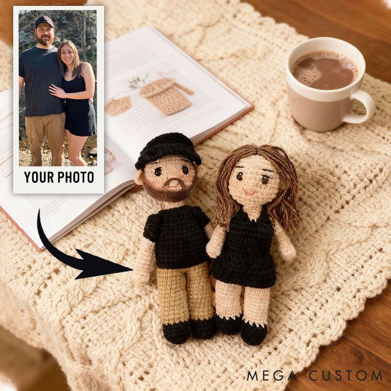 Personalized Couple Portrait Doll Custom Couple Doll Crochet Wedding Gift Anniversary Gift Him Her Christmas Portrait Doll Gift