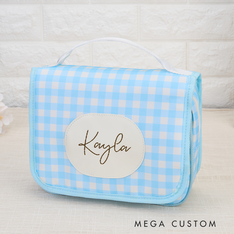 Personalized Makeup Bag with Name Large Multi-compartment Makeup Bag with Makeup Brush Holder Travel Essentials Birthday Gift for Women