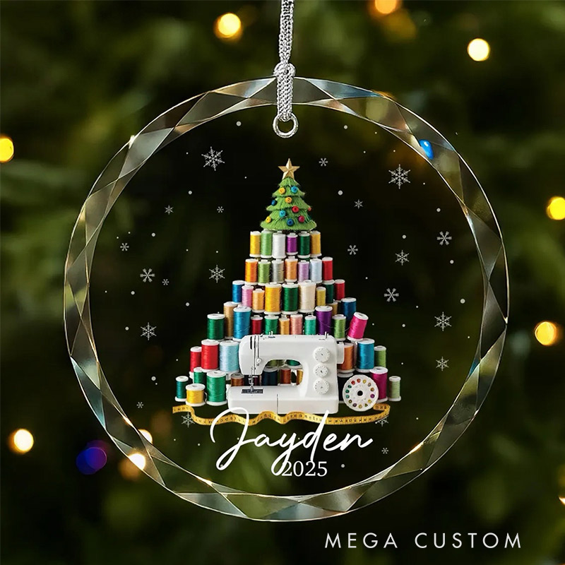 Personalized Sewing Spool Christmas Tree Ornament for Sewing Lovers