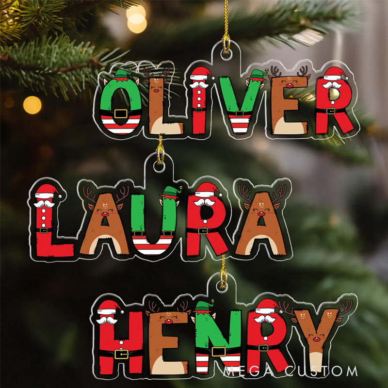 Personalized Name Elf Santa Letter for Kids Family Bulk Gifts Custom Acrylic Ornament