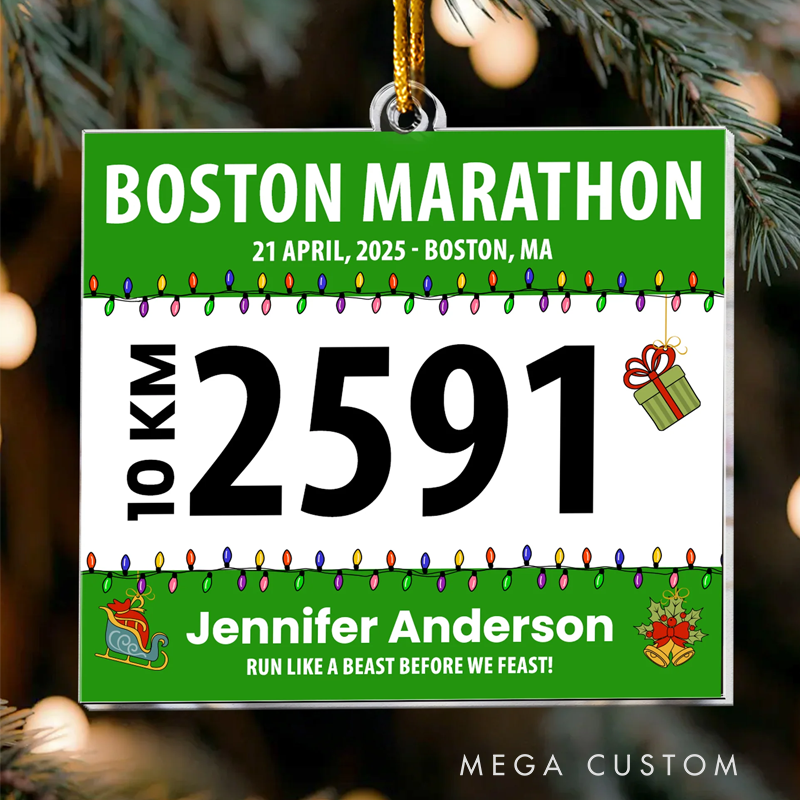 Personalized Race Bib for Runner Acrylic Ornament Christmas Gift for Family