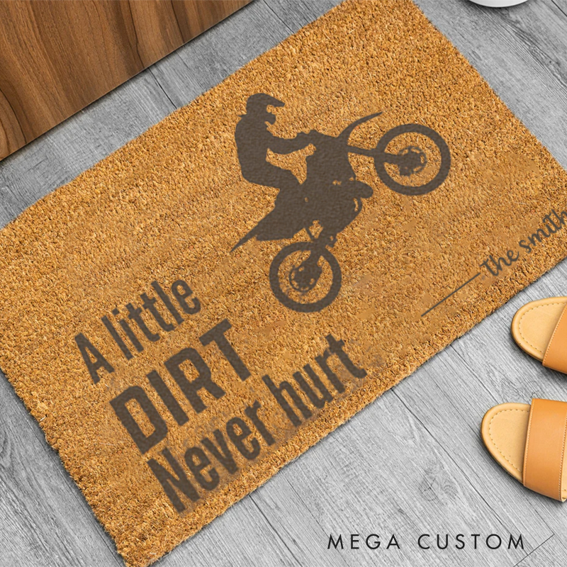 Personalized Motocross Doormat Custom Name Dirt Bike Welcome Mat for Motorcycle and Racing Lovers