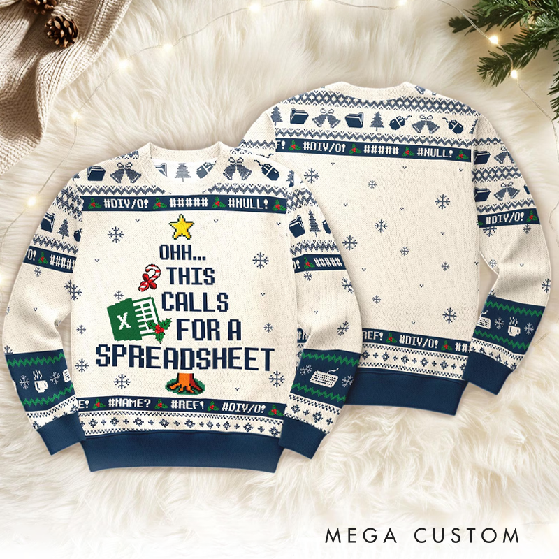 Personalized This Calls for a Spreadsheet Ugly Sweater the Office Inspired Meme Ugly Sweater Funny Coworker Christmas Jumper Gift