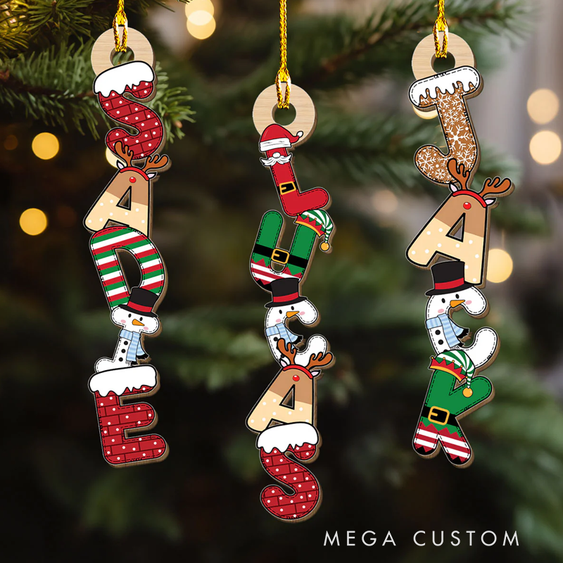 Personalized Letter Name Christmas Ornament Christmas Gift for Family Kids