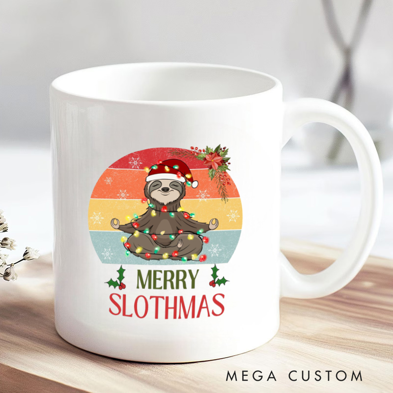 Personalized Christmas Yoga Mug Sloth Yoga Mug Funny Yoga Mug Perfect Holiday Gift for Yoga Enthusiasts Relaxing and Festive Drinkware