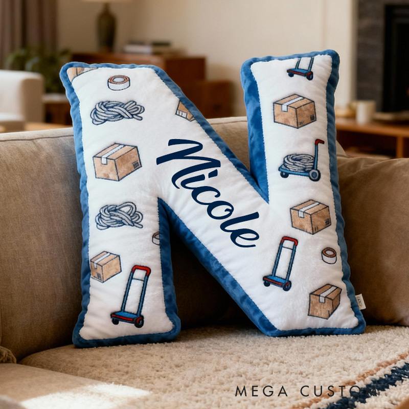 Personalized Letter Pillow Custom Name Design Moving Theme Soft Plush Cushion for Kids Room Decor Unique Gift for Children Housewarming Gifts