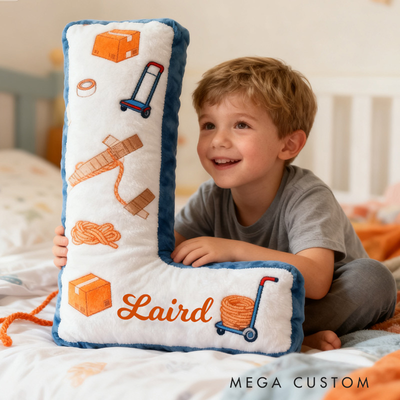 Personalized Letter Pillow Custom Name Design Soft Decorative Cushion for Kids Room Playful Moving Day Theme Unique Gift for Children Bedroom Decor