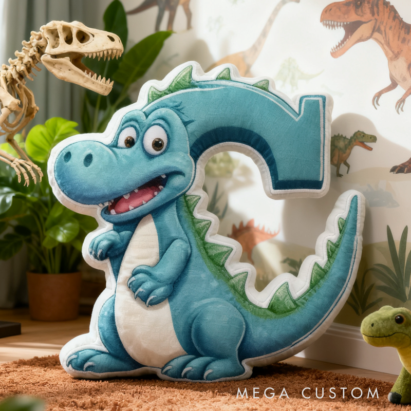 Personalized Cute Dinosaur Boy with Name Graphic 3D Print Pillow Christmas Gift for Kids 