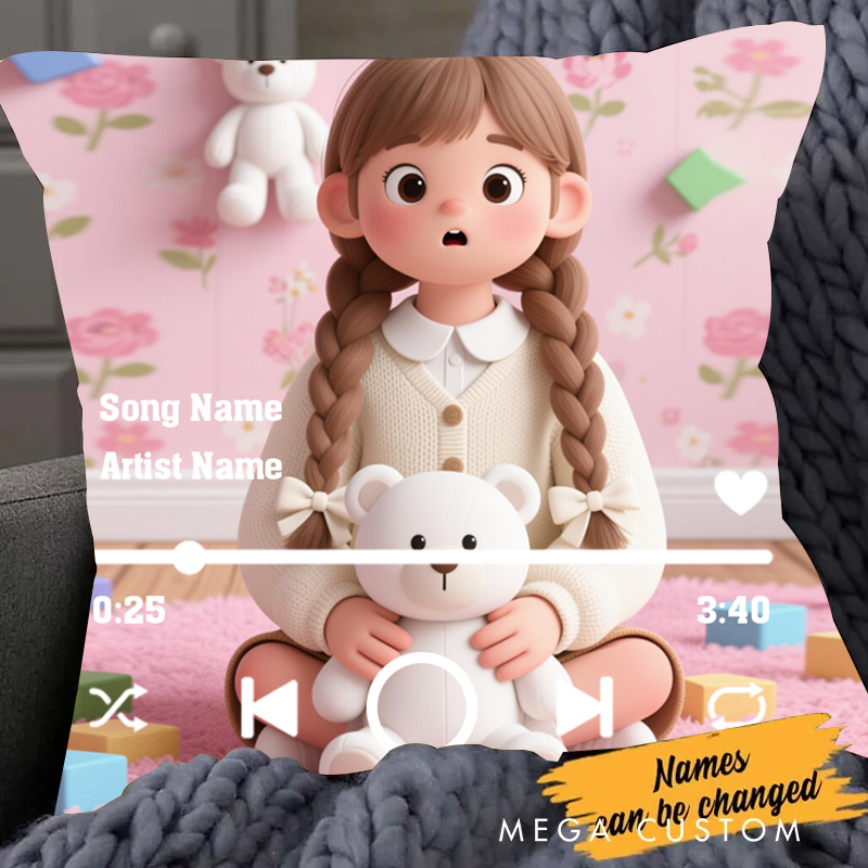 Personalized Song Throw Pillow and Custom Music and Photo Throw Pillow Music Plaque and Christmas Gifts for Kids