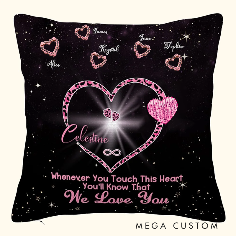 Personalized Whenever You Touch This Heart You'll Know We Love You Throw Pillow Cover with 1-9 Heart Mother's Day Gift for Her