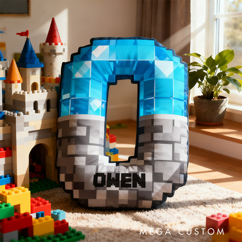 Personalized Graphic 3D Print Pixel Diamond Shaped Pillow for Game Lovers Plush Pillow Christmas Gift for Kids