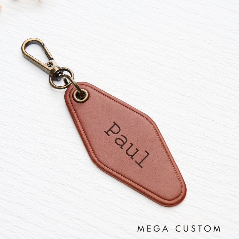 Personalized Leather Keychain for Men Custom Keychain with Name Engraved Leather Key Chain Anniversary Gift for Him Groomsmen Gift Birthday Gift for Dad Boyfriend Husband