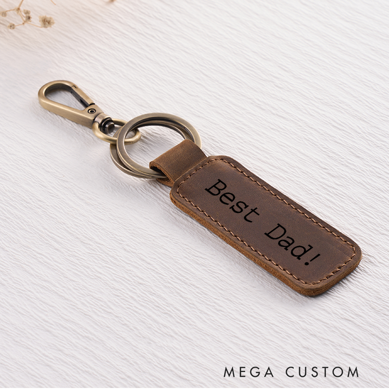 Personalized Leather Keychain for Him Custom Keychain with Name Engraved Leather Key Chain Anniversary Gift Groomsmen Gift Birthday Gift for Him