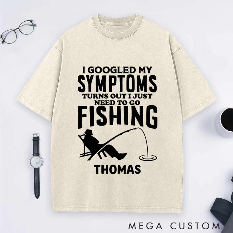 Personalized Fishing T-Shirt Funny Fishing Washed T-Shirt Custom Name Sweatshirt Humorous Design Perfect for Fishing Enthusiasts