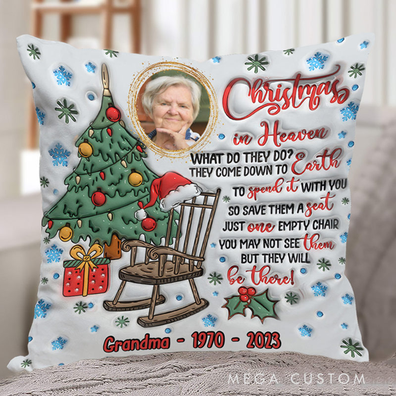 Personalized Photo Throw Pillow Christmas In Heaven Graphic 3D Print Pillow Memorial Gift for Loss of Loved One