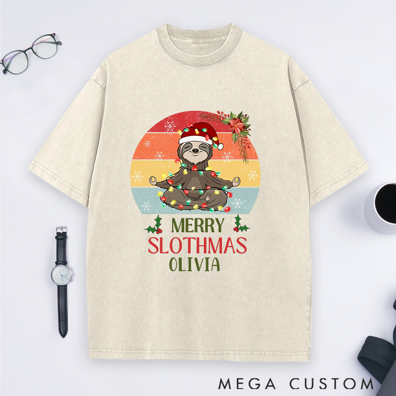  Personalized Yoga T-Shirt Funny Yoga Sweatshirt with Cute Slothmas Design Perfect Holiday Gift for Yoga Lovers