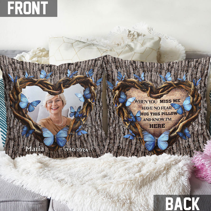 Personalized Memorial Photo Throw Pillow Hug This Pillow Graphic 3D Print Pillow Memorial Gift for Loss of Loved One
