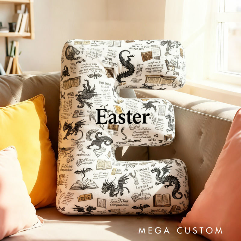 Personalized Fantasy Book Alphabet Throw Pillow Graphic 3D Print Bookish Pillow with Name for Reader Bookworm Book Lover Gifts Birthday Gift