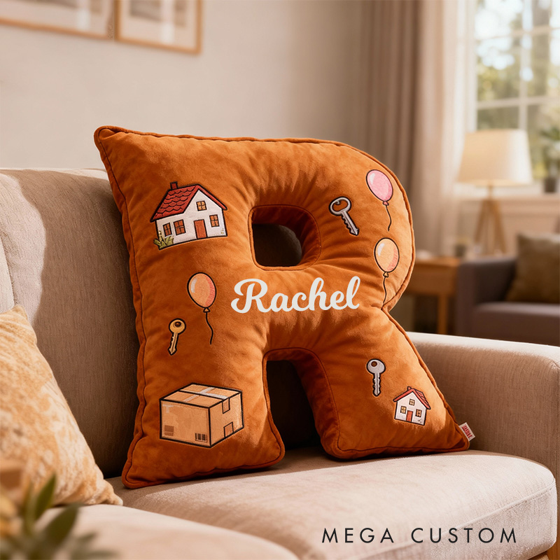 Personalized Letter Pillow Custom Name Design Soft Decorative Cushion with Home and Key Theme Perfect Gift for New Home Decor Graphic 3D Print 