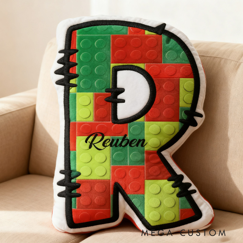 Personalized Graphic 3D Print  Doodle Bricks Pillow  Funny Kid letter Pillow With Name