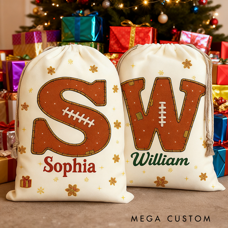 Personalized Christmas Gift Bags with Custom Name and Initial Design