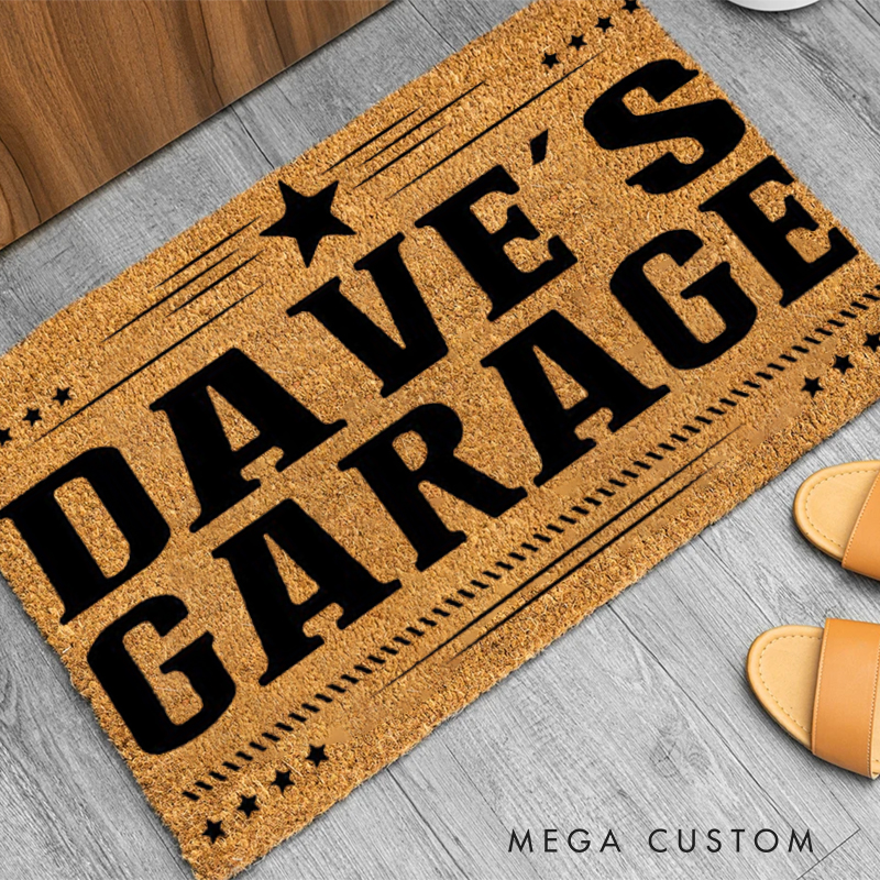 Personalized Garage Doormat Custom Name Welcome Mat for Car Lovers and Man Cave Decor