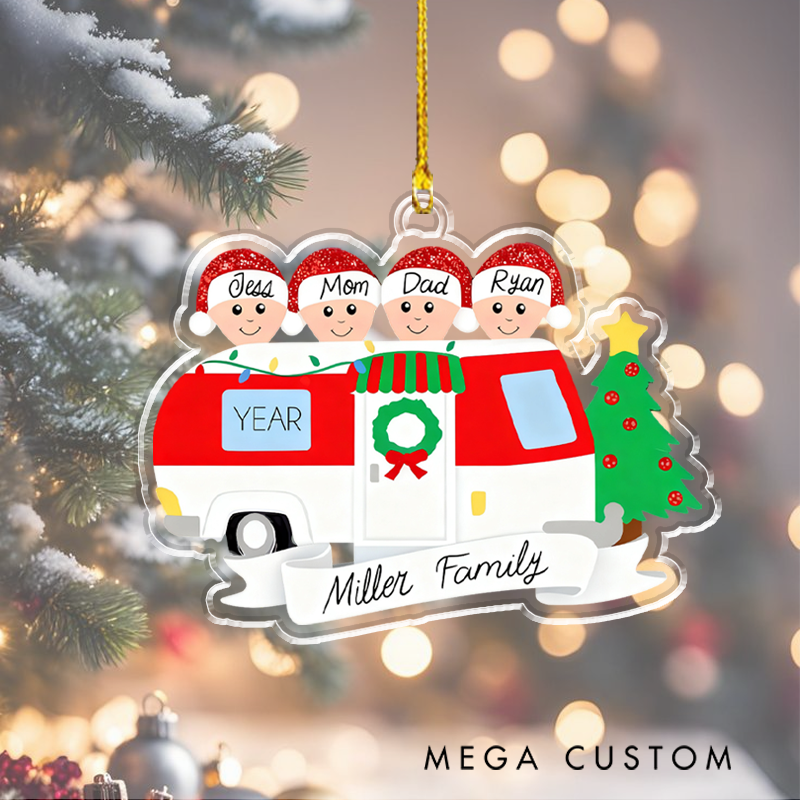 Personalized Rv Camper Ornament Camping Gift Accessories 2025 Group Family Rv Decorations Friends Van Travel Trailer Christmas Ornament