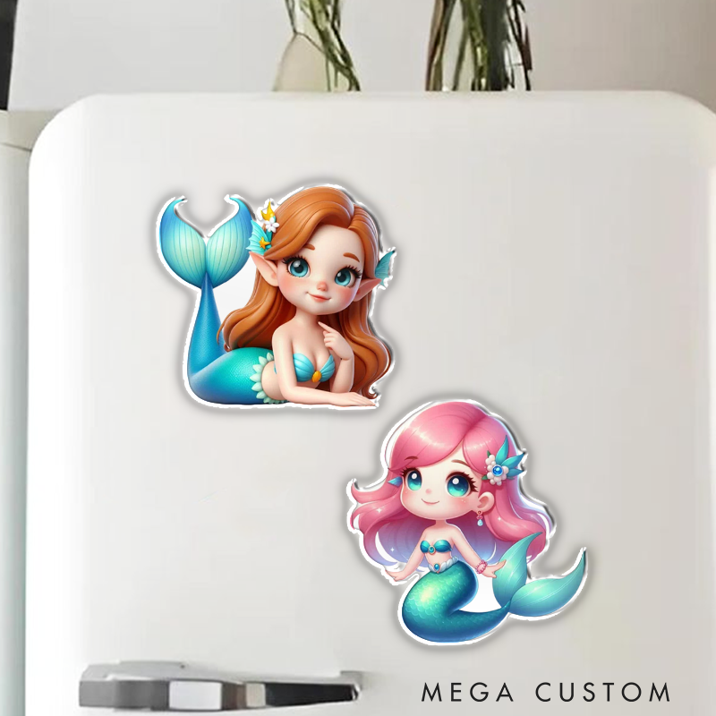 Personalized Cute Mermaid Fridge Magnet Custom Kids Gift Christmas Gift