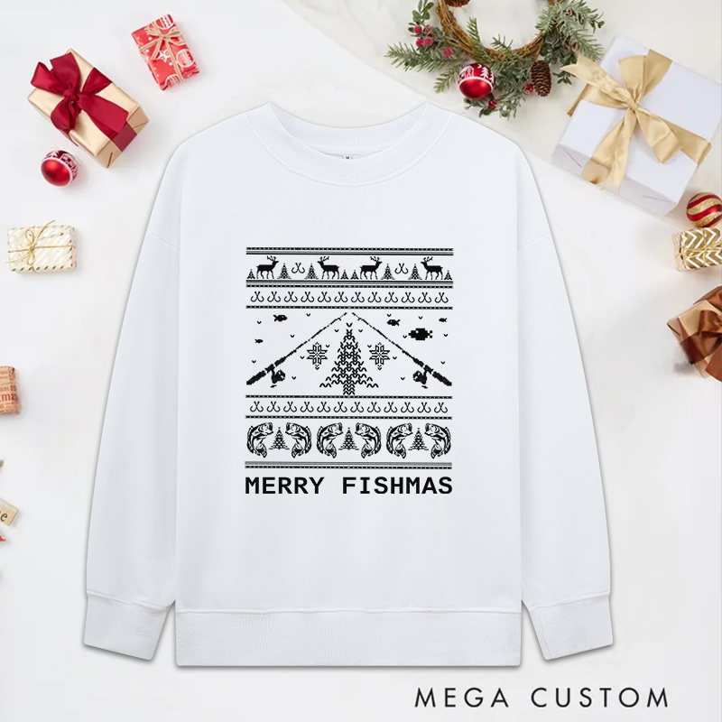 Personalized Fishing Christmas Sweatshirt Fisherman Christmas Gifts Funny Fishing Sweatshirt Mens Fishing Sweatshirt Fishing Gifts for Fishing Lover