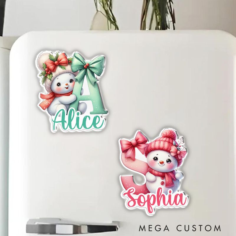 Personalized Cute Christmas Snowman Fridge Magnet Custom Kids Gift Christmas Gift