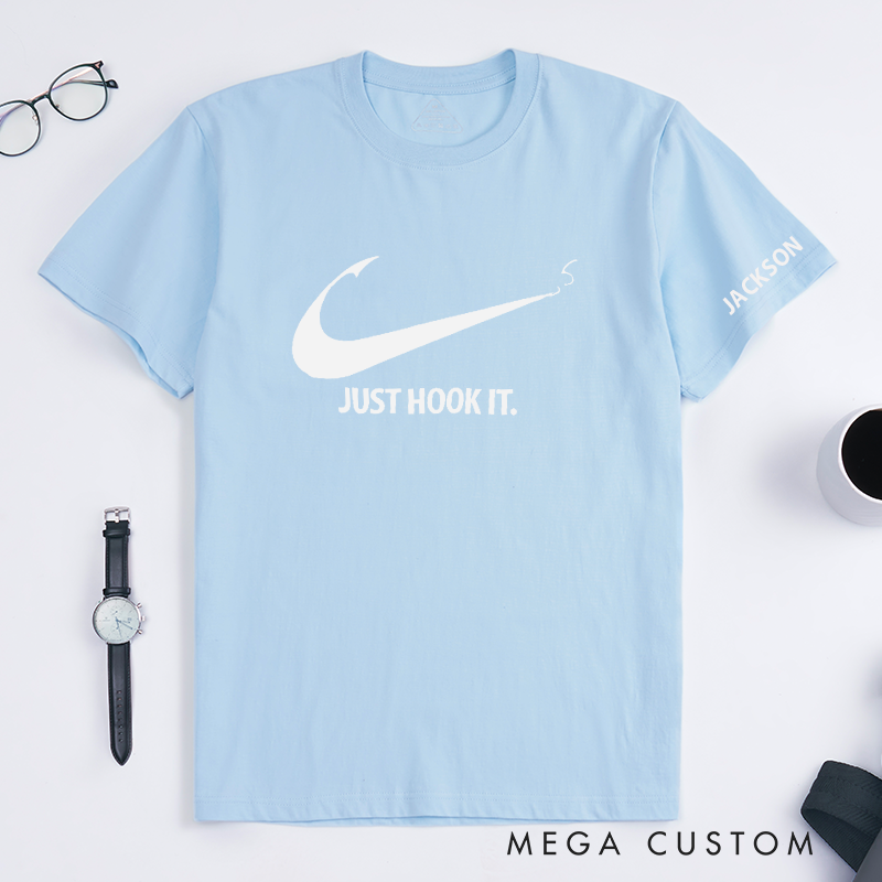 Personalized Just Hook It Fishing T-Shirt Fisherman Gift Christmas Gift T-Shirt Unisex Fishing T-Shirt Fishing Gifts for Men Women Husband Dad Grandpa