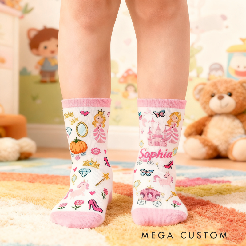 Personalized Cute Cartoon Pink Princess Socks Christmas Children's Gifts