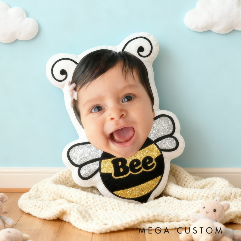 Personalized Cute Little Bee with Name Graphic 3D Print Pillow Christmas Gift for Kids 