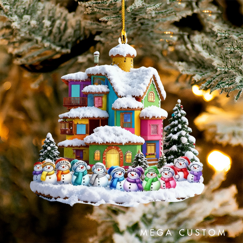 Personalized Snowman Magic House Family Christmas Ornament 2025 Acrylic Ornament Movie Christmas Gift for Kids Family Christmas Decor