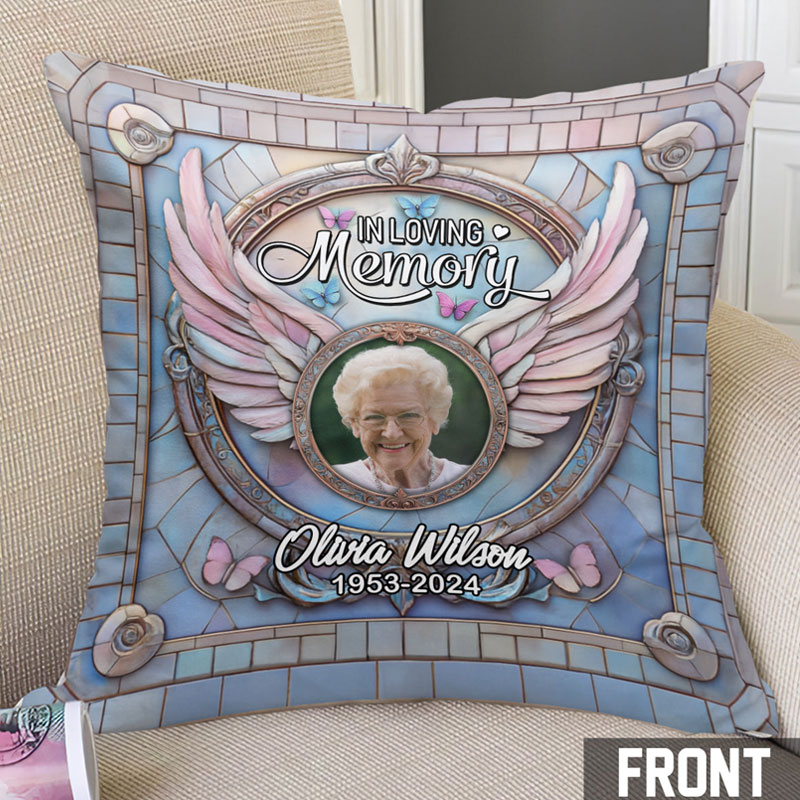 Personalized Memorial Throw Pillow In Loving Memory Photo Throw Sympathy Gift for Loss of Loved One 