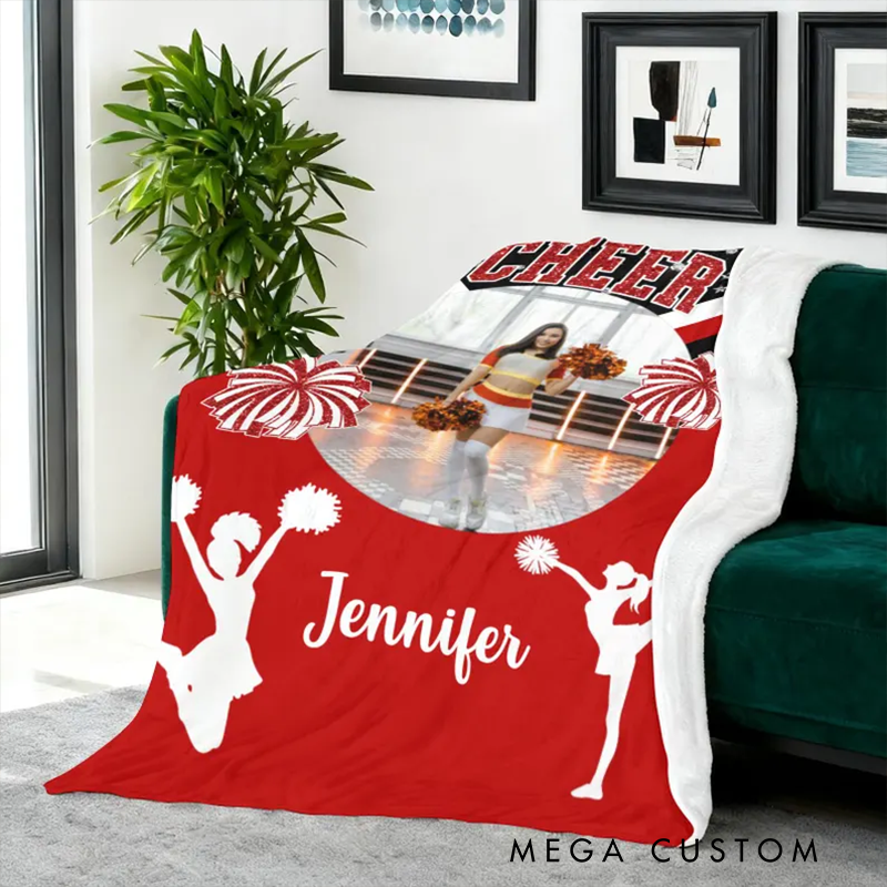 Personalized Cheerleading Blanket with Custom Name, Team, and Color Customization