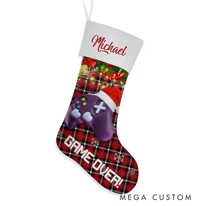 Personalized Gamer Christmas Stocking for Teen Kid Gaming Custom  Christmas Stocking Video Game Lover Gif Gaming Controller Xmas Gift for Geek Lover