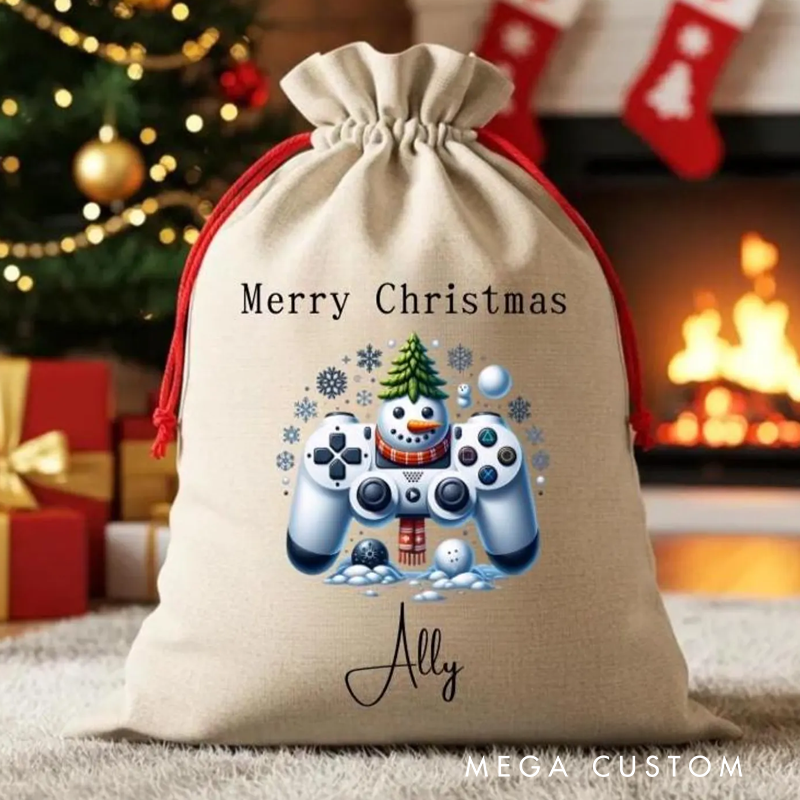 Personalised Gamer Christmas Sack for Kid Santa Sack Bundle Gamer Design Sack Xmas Gift for Gamer Lover