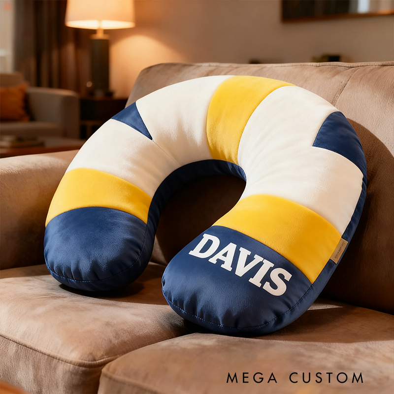 Personalized Volleyball Travel Neck Pillow with Custom Name Design