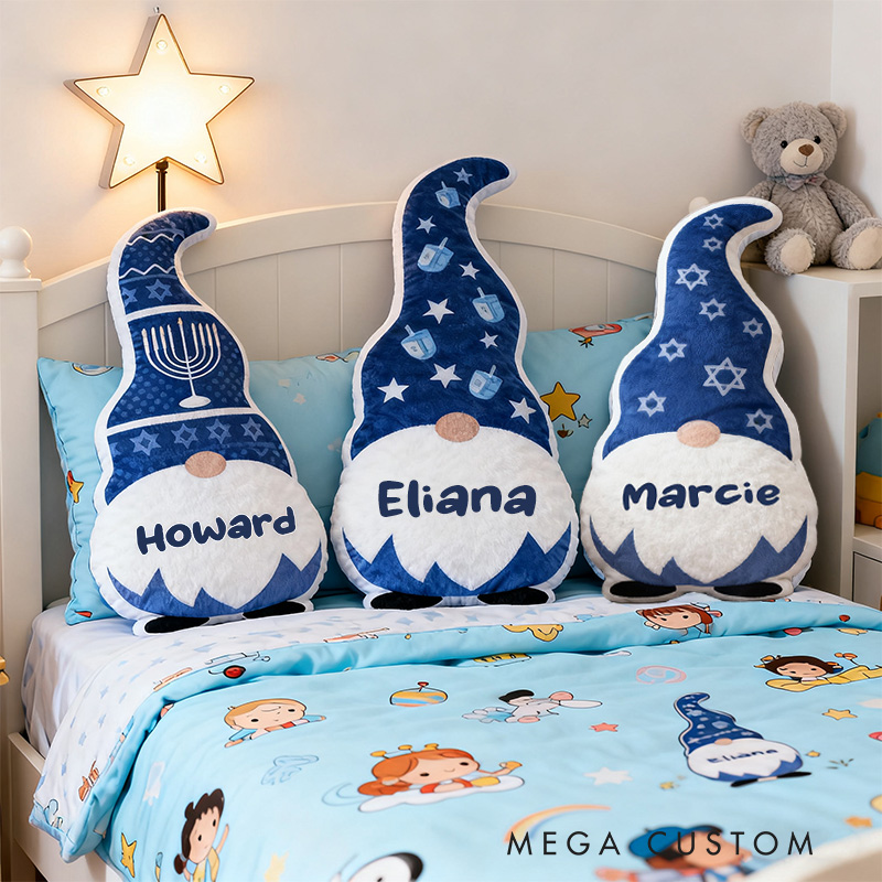 Personalized Cute Hanukkah Gnome Pillow with Custom Name Home Decor Happy Hanukkah Gift for Jewish Family
