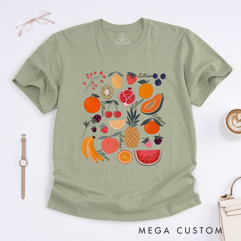 Personalized Cute Fruit Classic T-Shirts Garden Shirt Strawberry Shirt Pineapple Shirt Aesthetic Clothing Botanical Shirt Gift for Garden Lovers