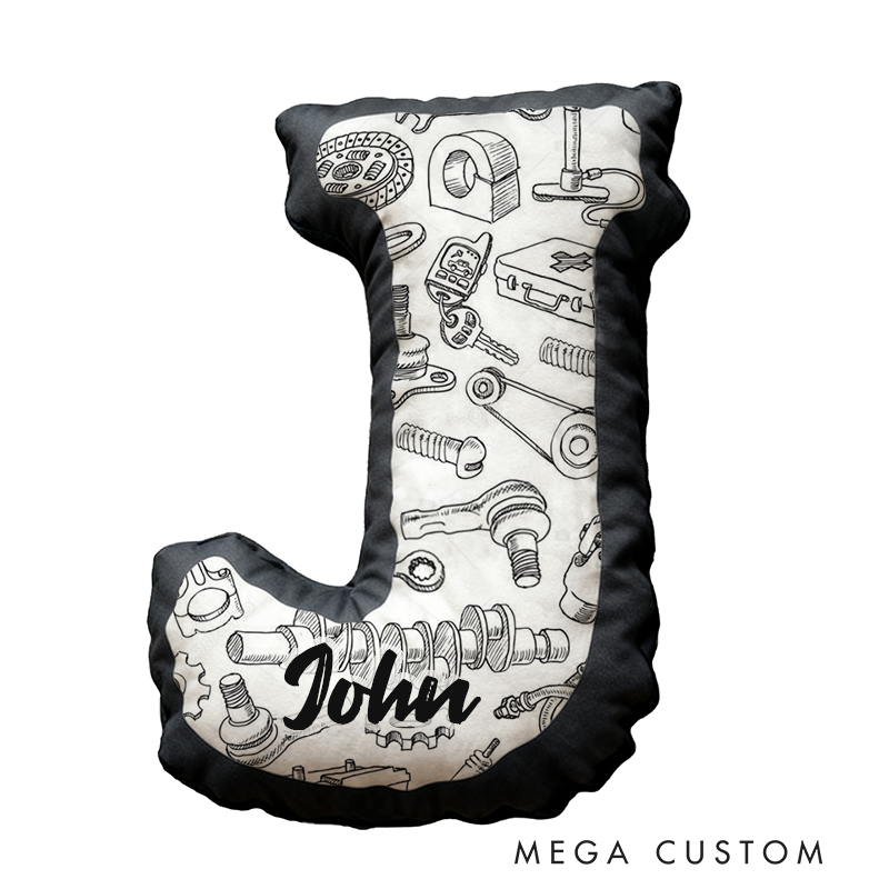 Personalized Automotive Parts Pillow Custom Initial Design Cushion 3D Print Gift for Car Enthusiasts