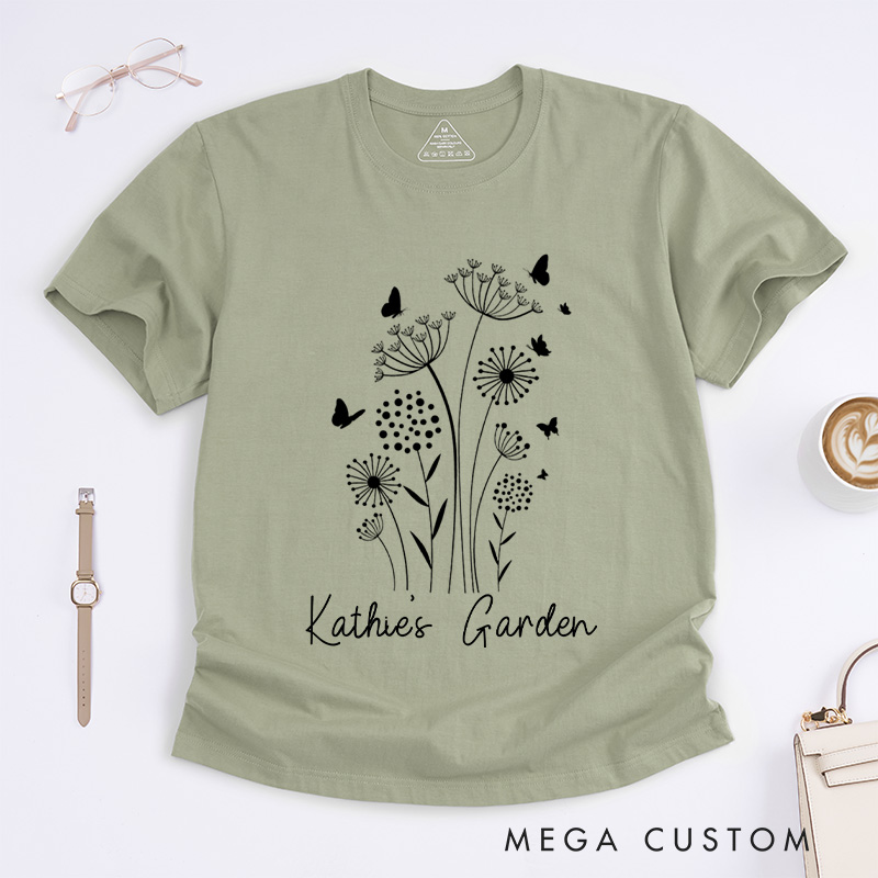 Personalized Wild Flowers Classic T-Shirts Garden Shirt Floral Shirt Botanical Shirt Nature Lover Tee Gift for Garden Lovers