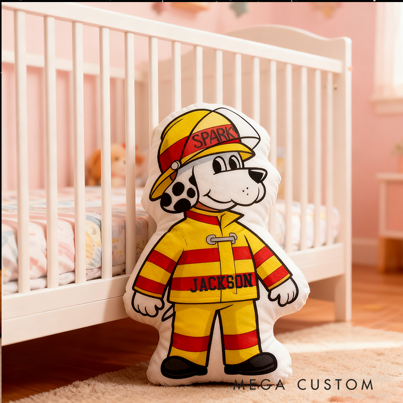 Personalized Firefighter Dalmatian Pillow Custom Name Design Cushion Adorable Gift for Firefighters Children 