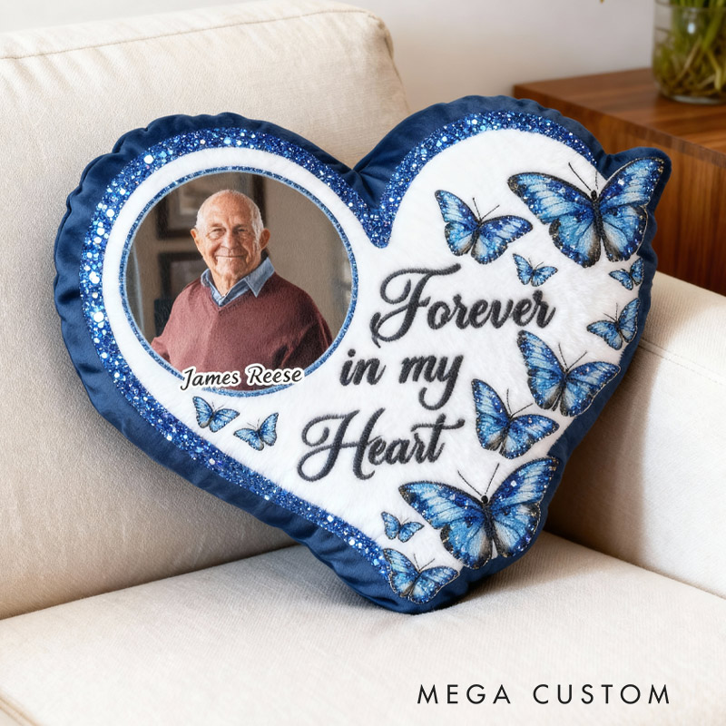 Personalized Memorial Photo Throw Pillow Forever In My Heart Custom Double Sided Pillow Sympathy Gift 