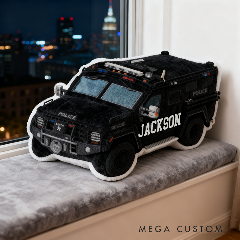Personalized Police SWAT Truck Pillow Custom Name Design Cushion Unique Gift for Police 