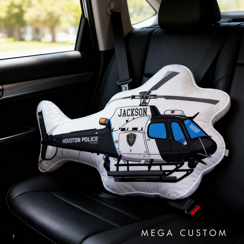 Personalized Police Helicopter Pillow Custom Name Design Cushion Unique Decor for Law Enforcement Enthusiasts